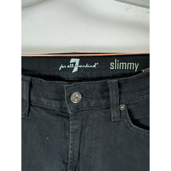 7 for All Mankind Black Slimmy Minimalist Capsule Goth Punk Rock Stretch Jeans - Picture 2 of 5